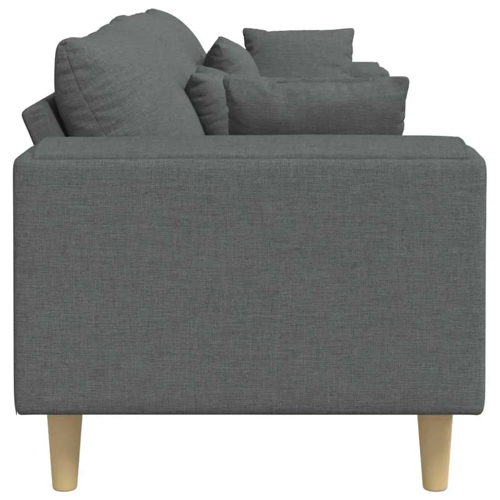 Modern Grey Fabric Sofa with Cushions Spring Support Living Room Furniture