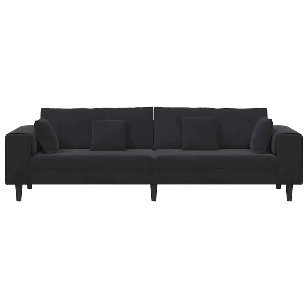 Modern Black Velvet Sofa Contemporary Living Room Furniture with Spring Cushion