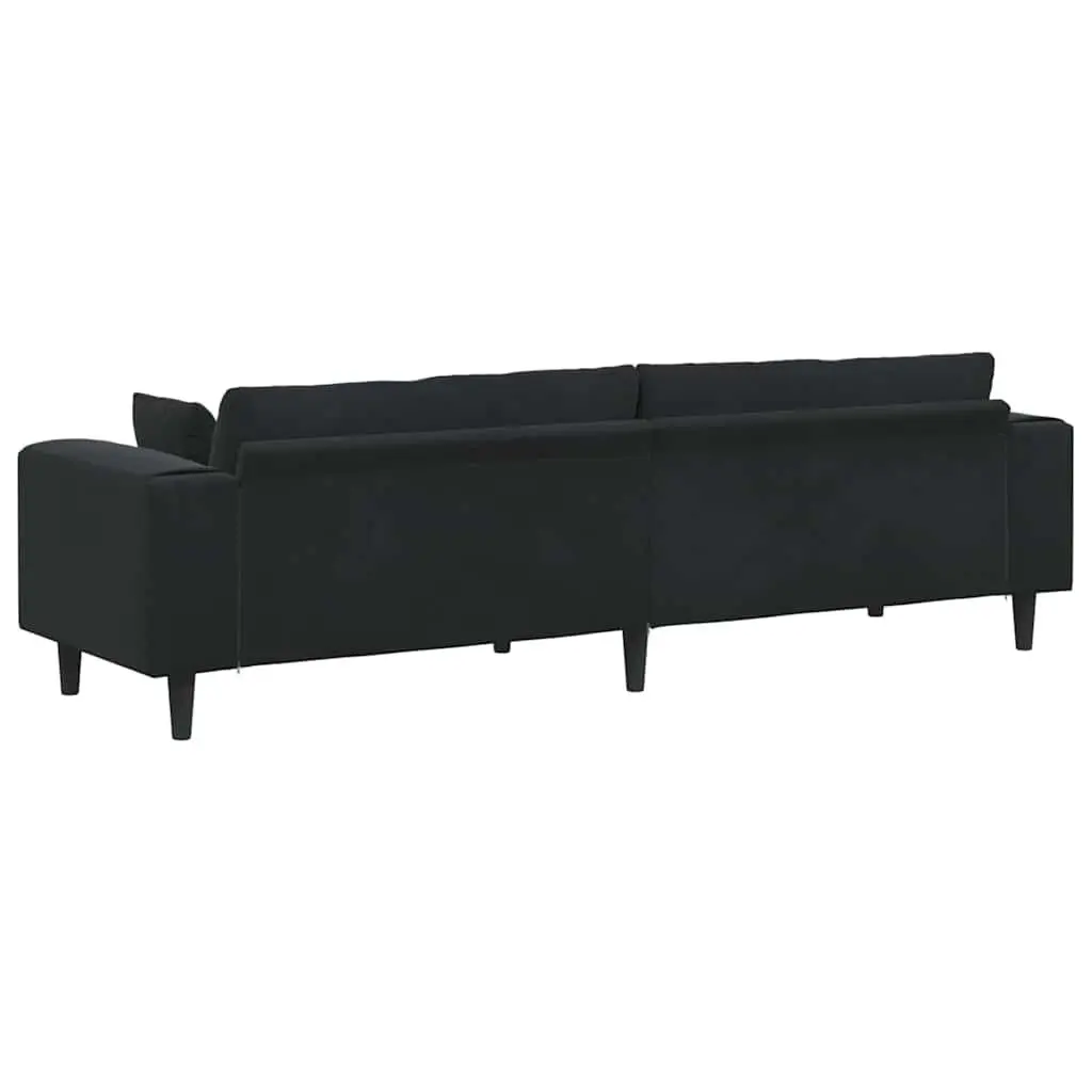Modern Black Velvet Sofa Contemporary Living Room Furniture with Spring Cushion