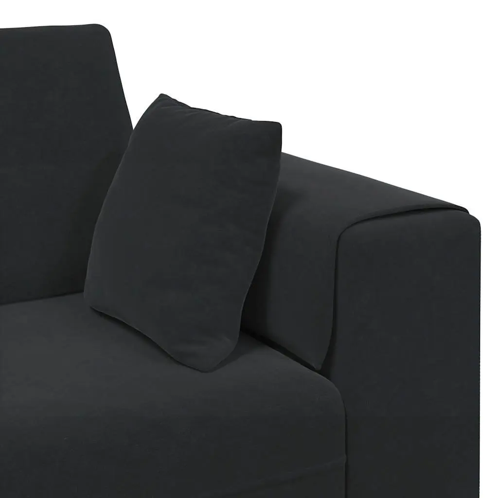 Modern Black Velvet Sofa Contemporary Living Room Furniture with Spring Cushion