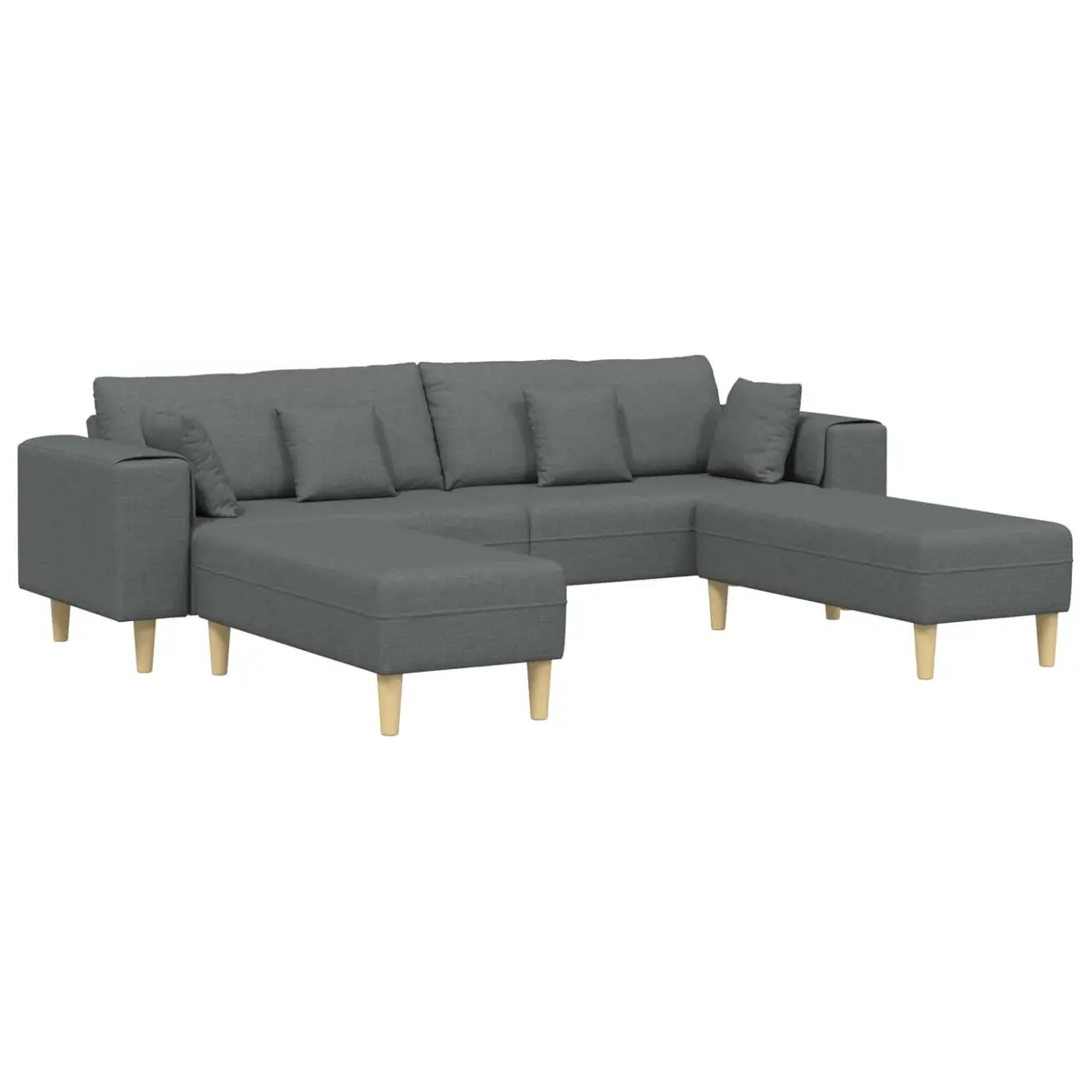 Modern Grey Fabric Sofa 3-Piece Set with Cushions Living Room Furniture