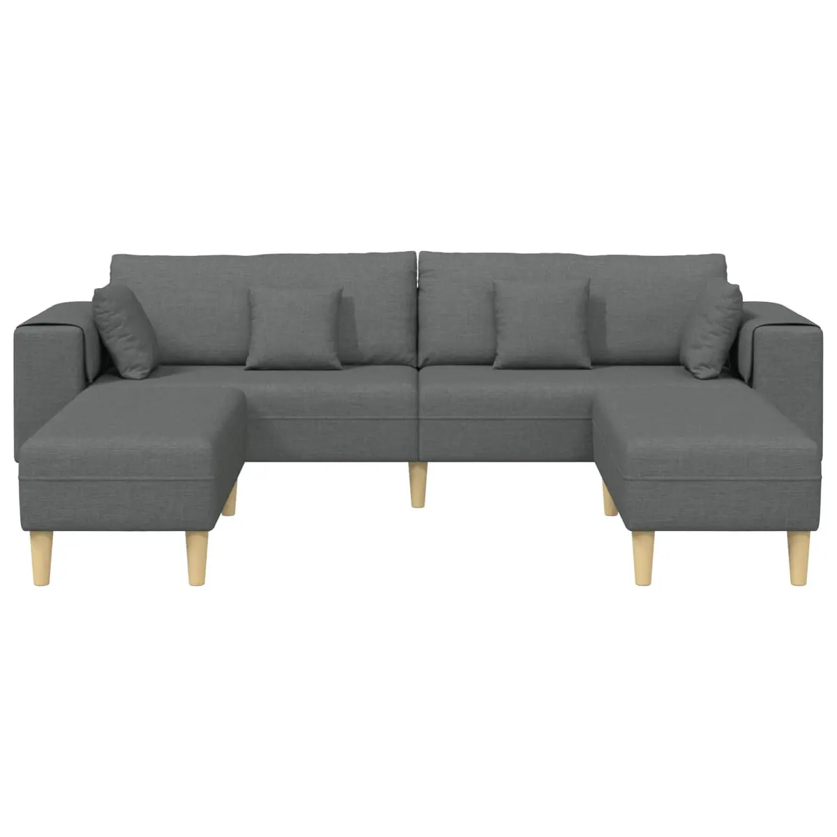Modern Grey Fabric Sofa 3-Piece Set with Cushions Living Room Furniture