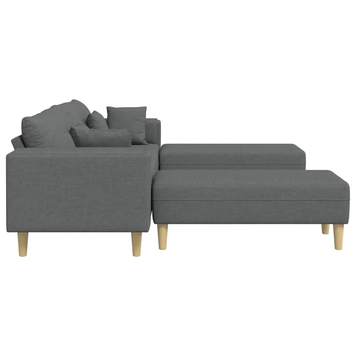 Modern Grey Fabric Sofa 3-Piece Set with Cushions Living Room Furniture