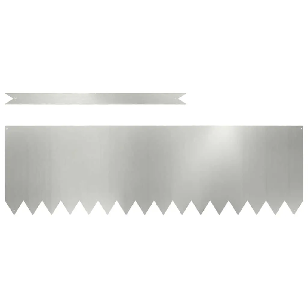 Lawn Edging Galvanised Steel Border Fence 100x30cm Silver 50 Piece Set