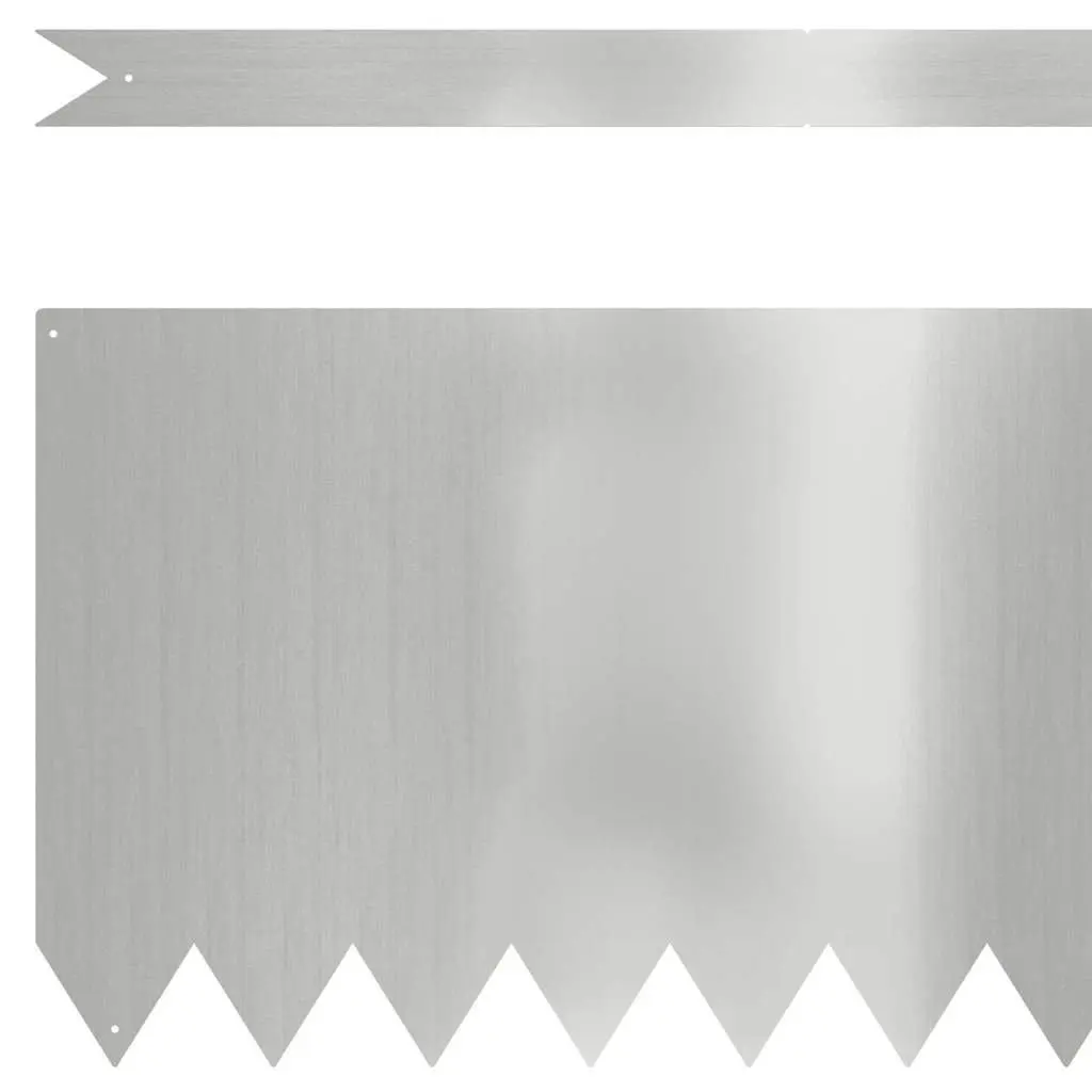 Lawn Edging Galvanised Steel Border Fence 100x30cm Silver 50 Piece Set