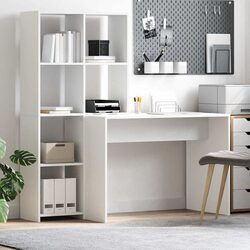 Your Friendly White Desk with Ample Shelves for Office Needs