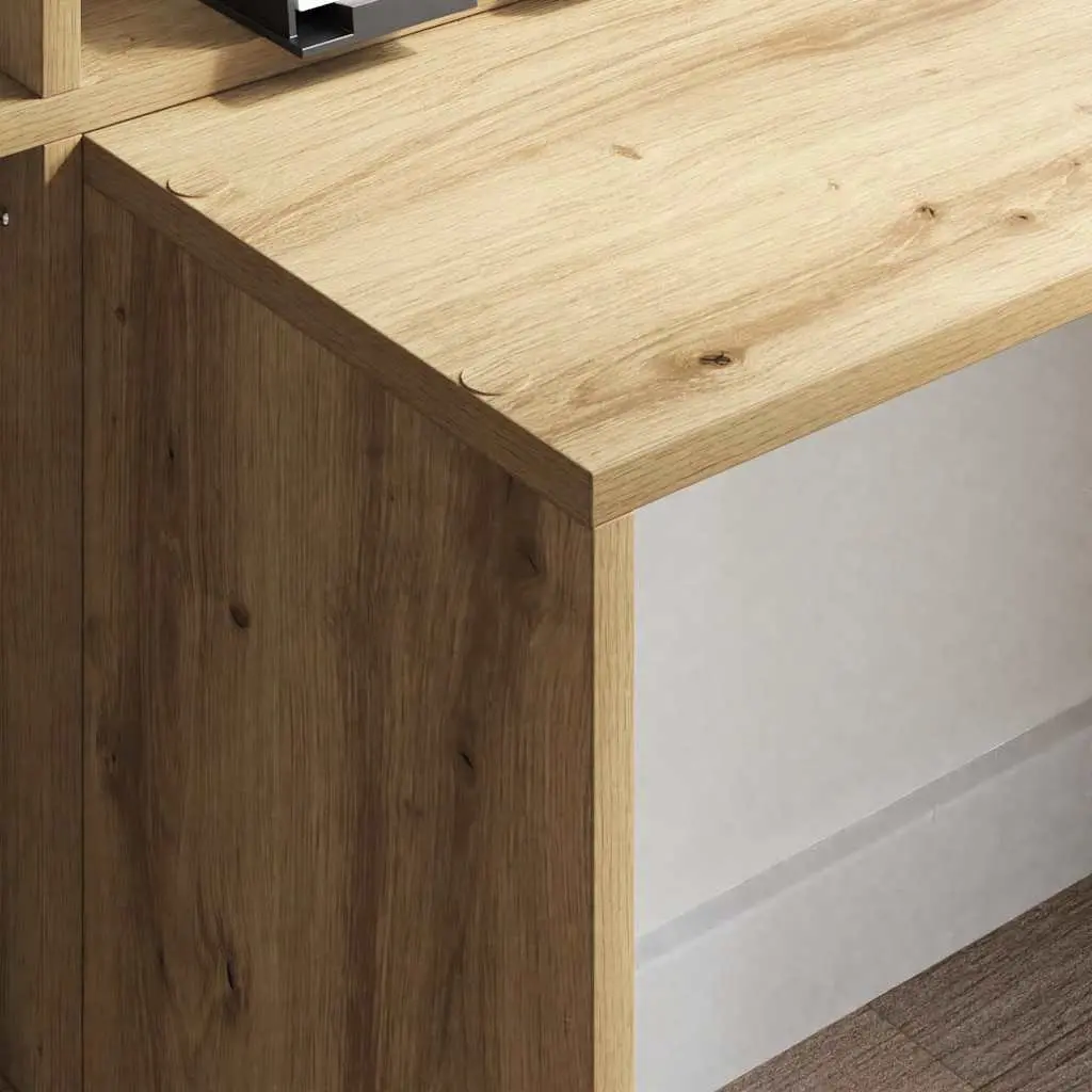 Desk Engineered Wood Home Office Workspace Study Gaming Furniture Brown Modern