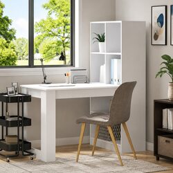 Your Friendly White Writing Desk with Storage Shelves 122cm