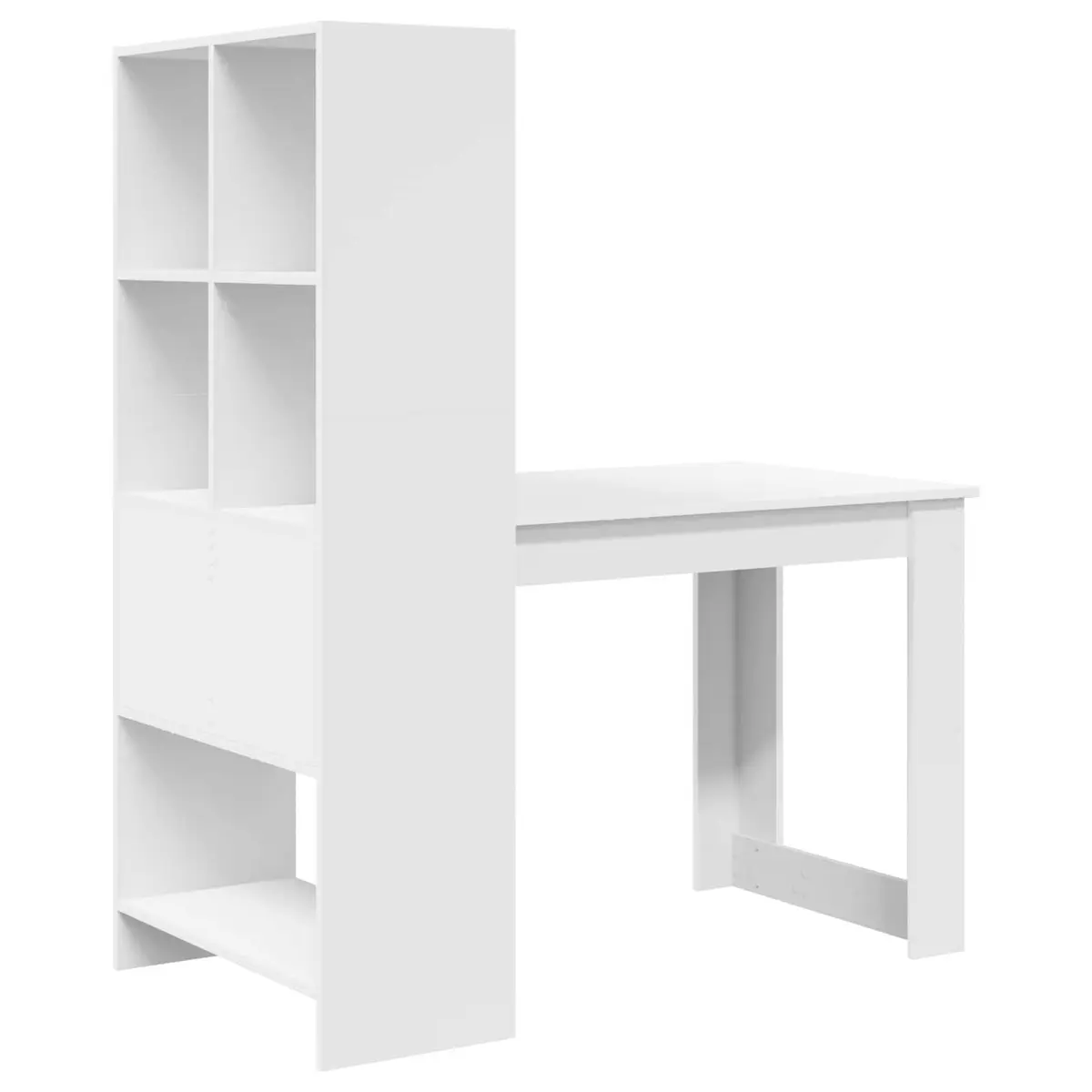 White Writing Desk with Shelves Storage Engineered Wood Office Furniture 122cm