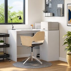 Corner Desk with Drawer White 102 x 88 x 75 cm Modern Office Workstation Storage