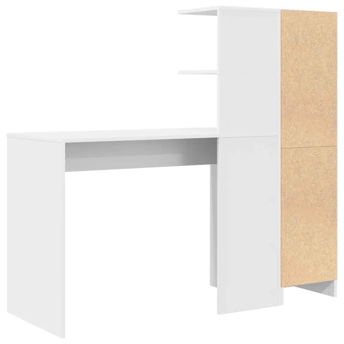 White Desk with Storage Cabinet and Shelves Modern Office Furniture Set 2 Piece