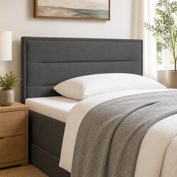 LED Headboard 100cm Dark Grey Fabric Adjustable Height RGB Strip Lights Bedroom