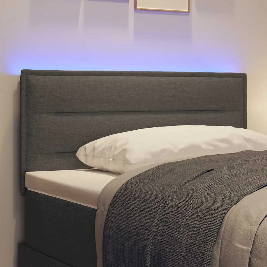 LED Headboard Adjustable Height Dark Grey Fabric 100cm with RGB Strip Lights