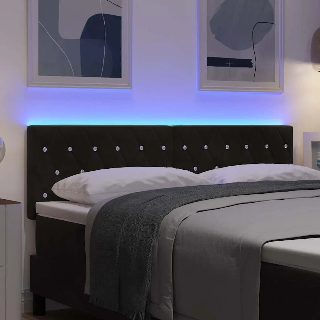LED Headboard Adjustable Height Black 160 cm with RGB Strip Lights