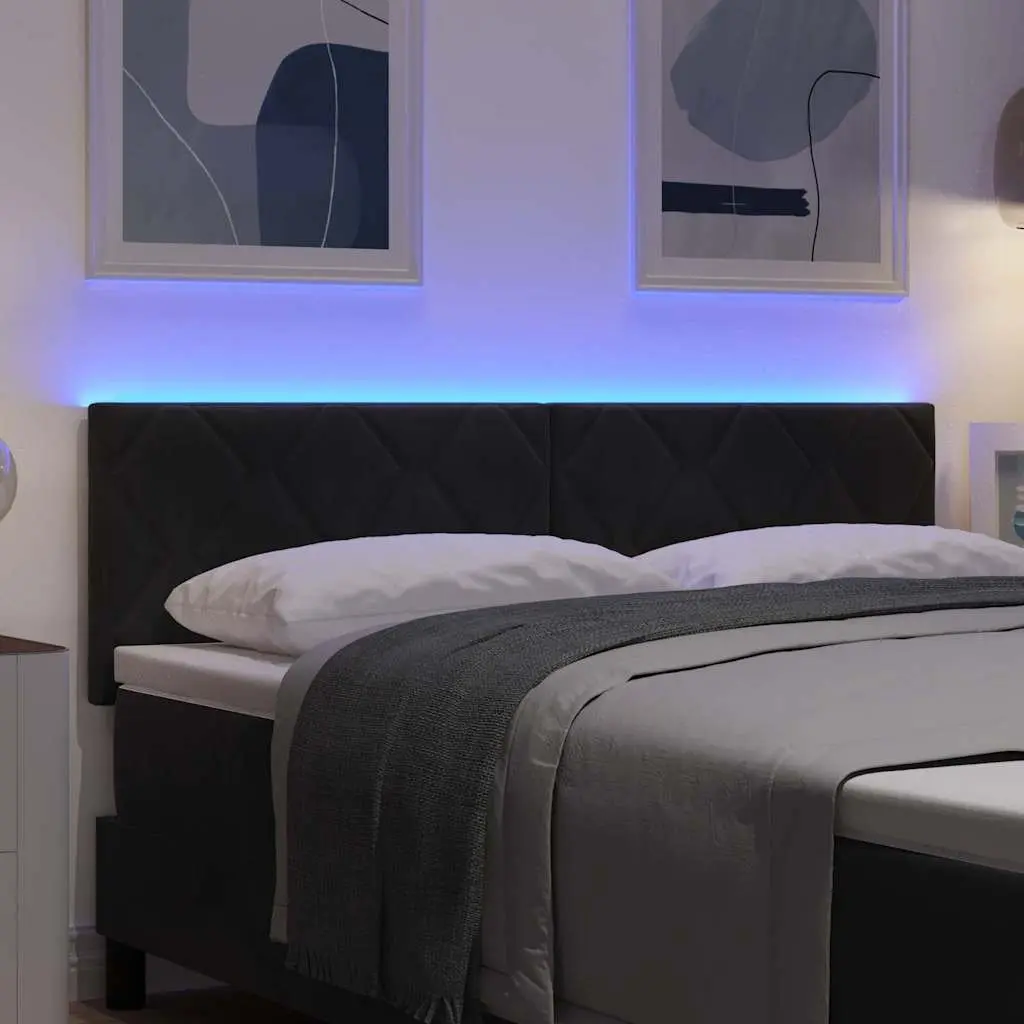 Upholstered Headboard Black Velvet 144cm with RGB LED Lights