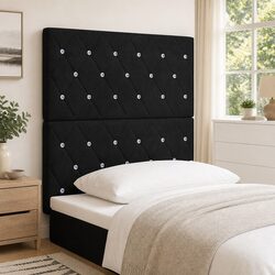 LED Headboard 80cm Black Velvet RGB Strip Lights Modern Bedroom Furniture