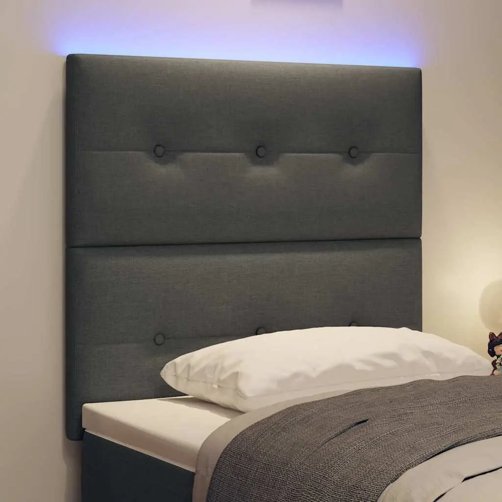 LED Headboard 80cm Grey Fabric Adjustable Height with USB Strip Lights Modern