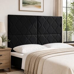 LED Headboard 144cm Black Velvet Upholstered Bedroom Modern with RGB Lighting