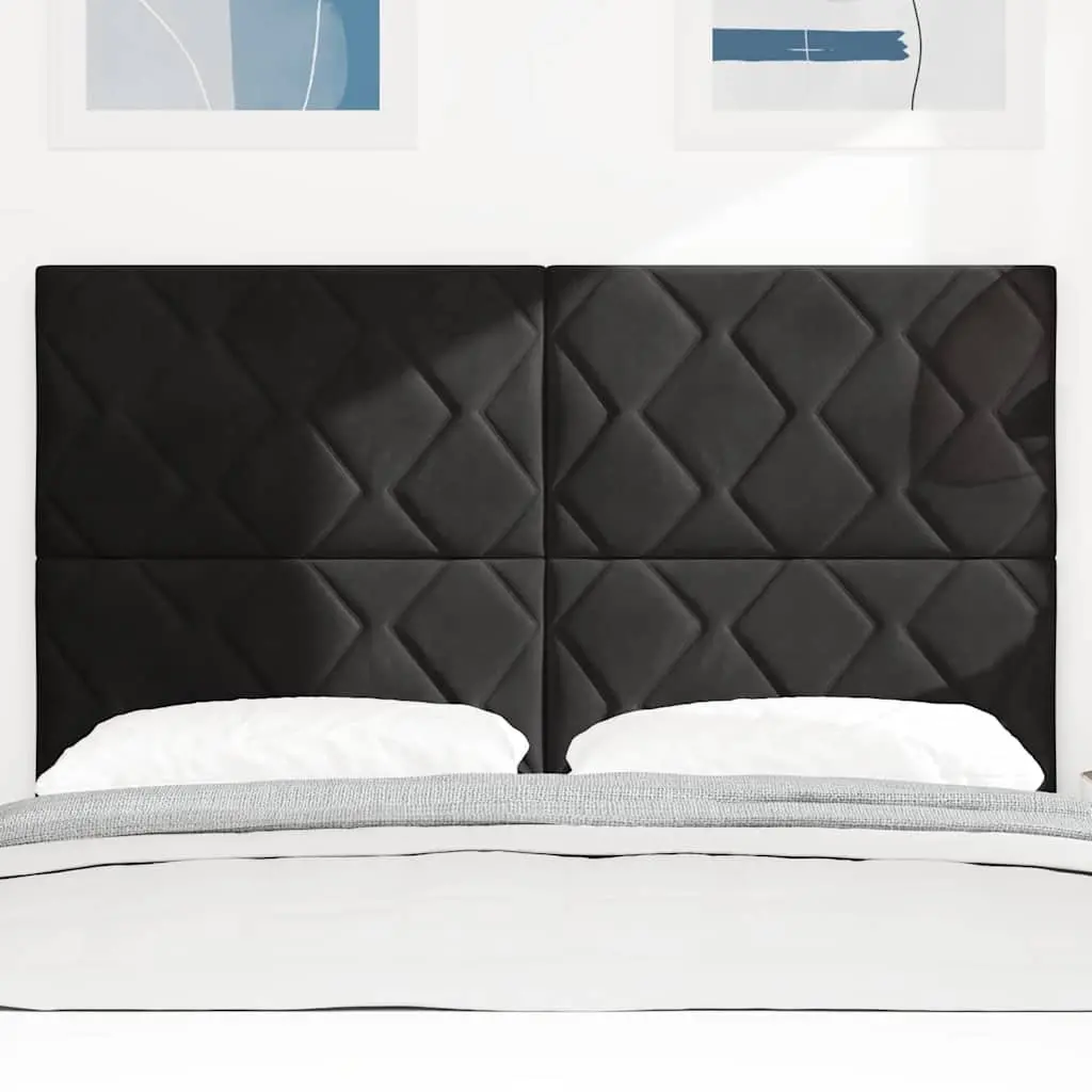 Upholstered LED Headboard Adjustable Height Black Velvet 144cm with RGB Lighting