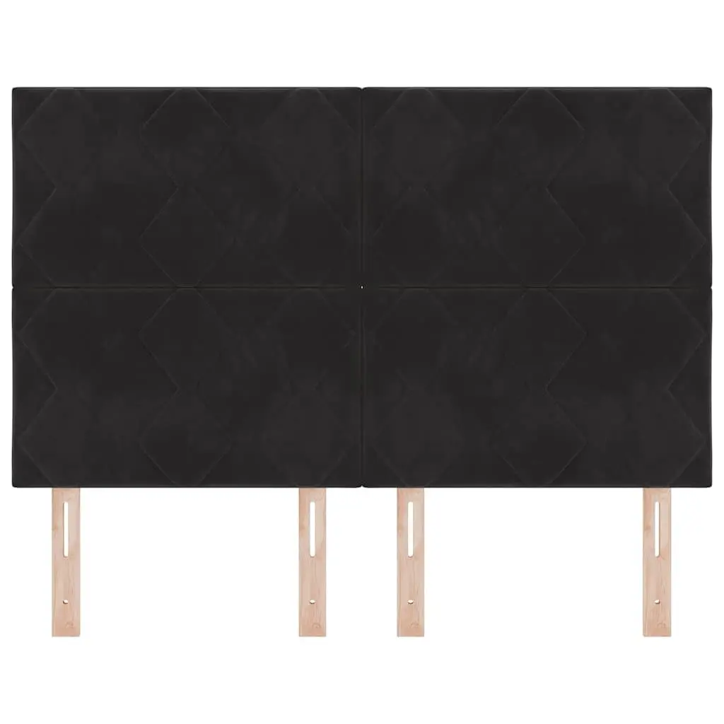 Upholstered LED Headboard Adjustable Height Black Velvet 144cm with RGB Lighting