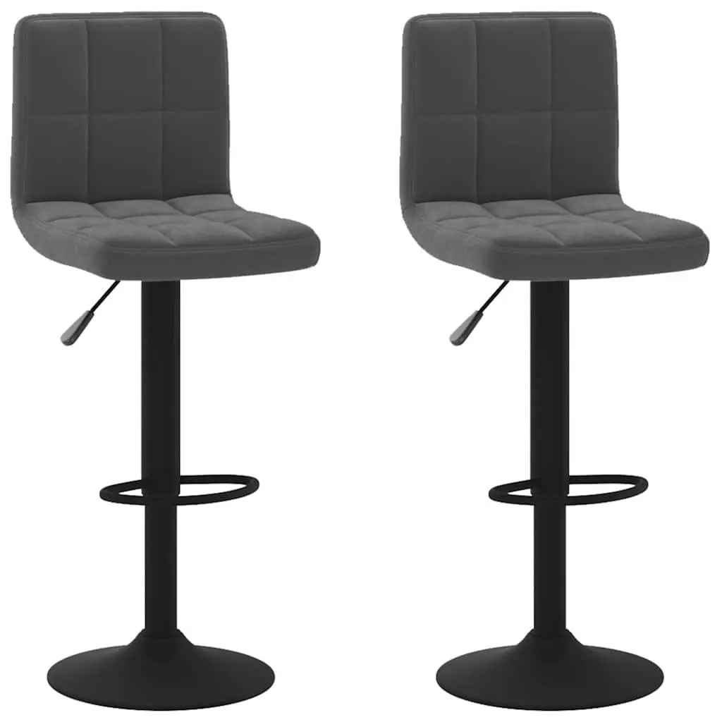 Bar Stools Velvet Black Swivel Counter Height Adjustable 2 Piece Chrome Base