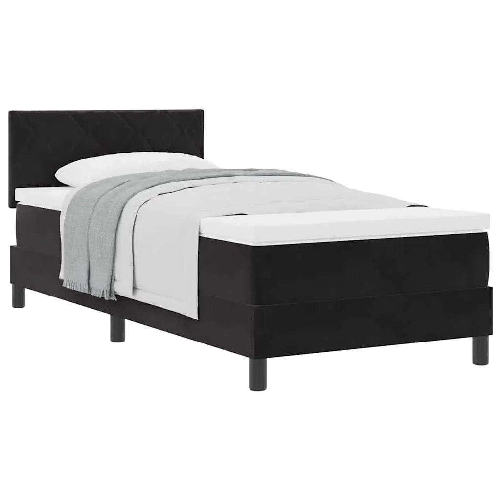 Box Spring Bed Black and White 107 x 203 cm Modern Bedroom Furniture Frame