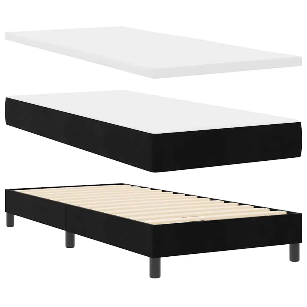 Box Spring Bed Black and White 107 x 203 cm Modern Bedroom Furniture Frame