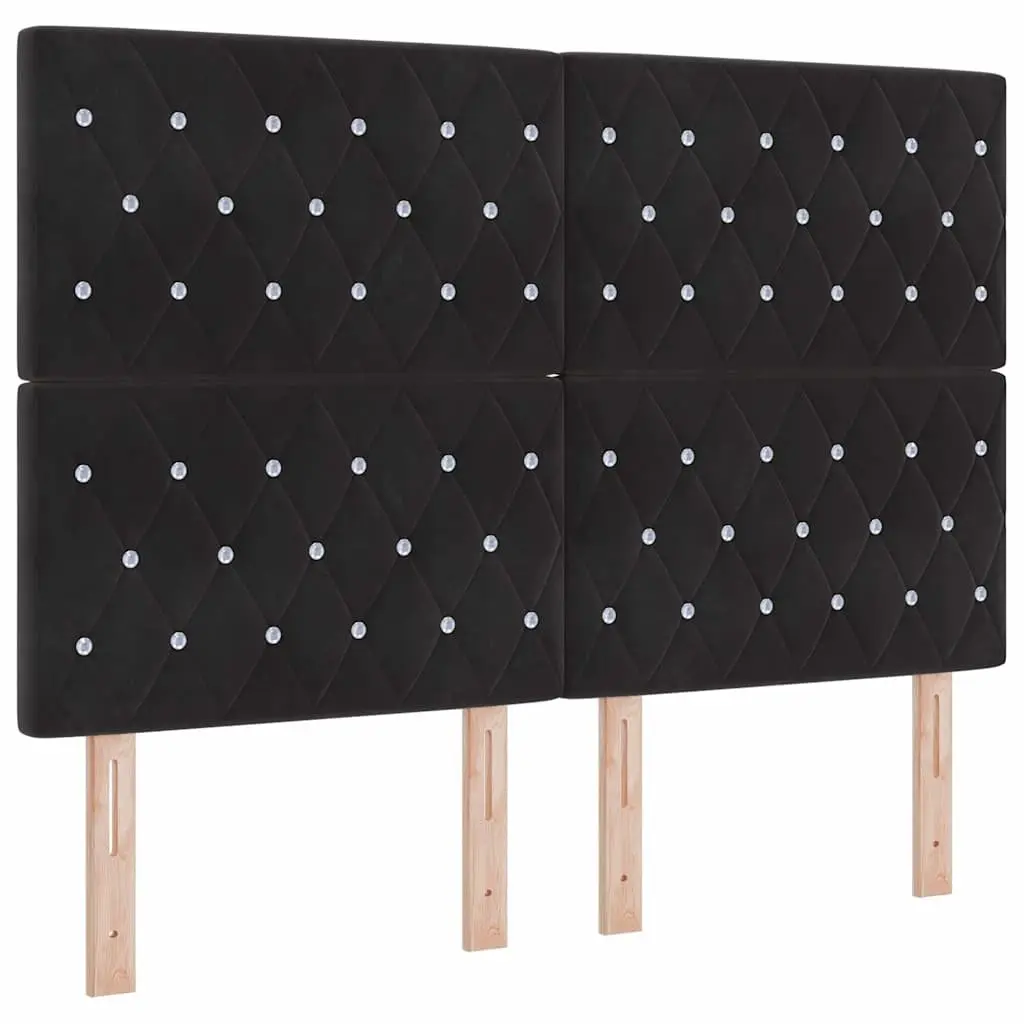 Box Spring Bed Black White Adjustable Headboard 152 x 203 cm Medium Firm