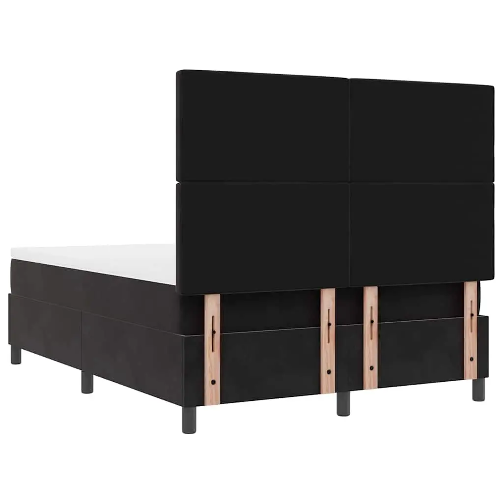 Box Spring Bed Black White Adjustable Headboard 152 x 203 cm Medium Firm
