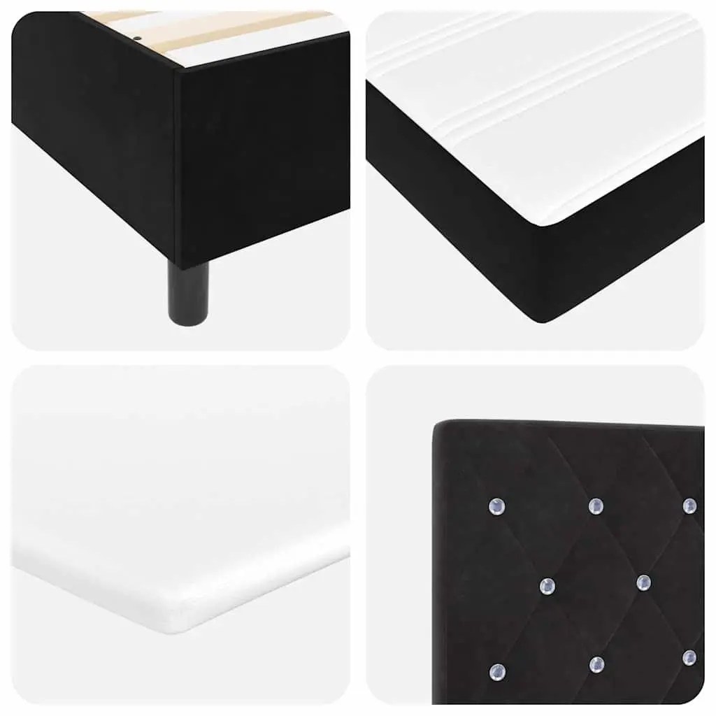Box Spring Bed Black White Adjustable Headboard 152 x 203 cm Medium Firm