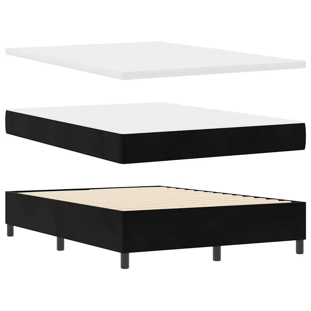 Box Spring Bed Adjustable Headboard Black White 137 x 187 cm Medium-Firm
