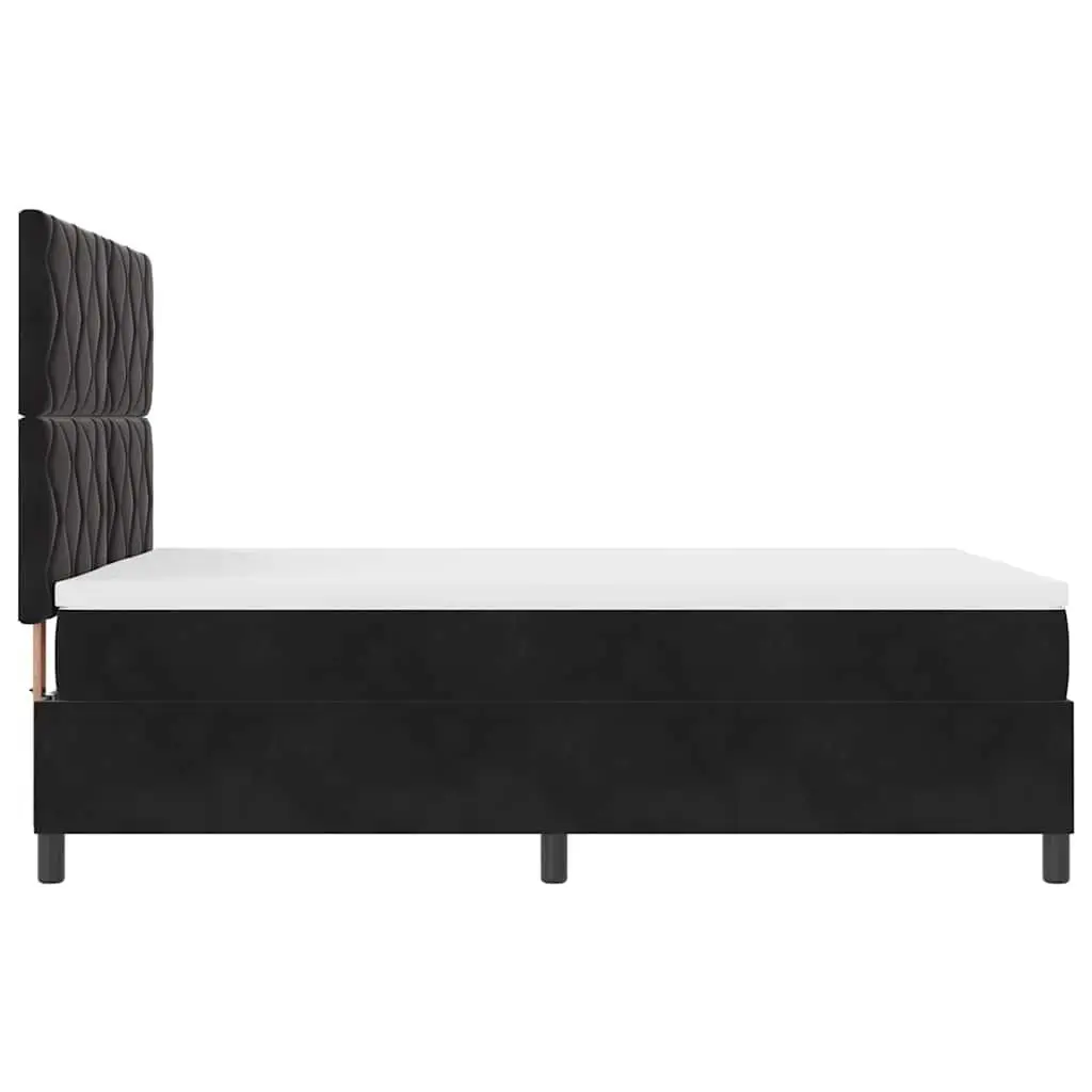 Box Spring Bed Adjustable Headboard Black White 137 x 187 cm Medium-Firm