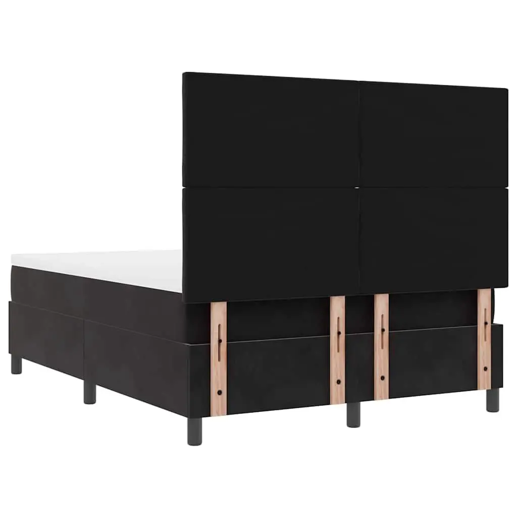 Box Spring Bed Adjustable Headboard Black White 137 x 187 cm Medium-Firm