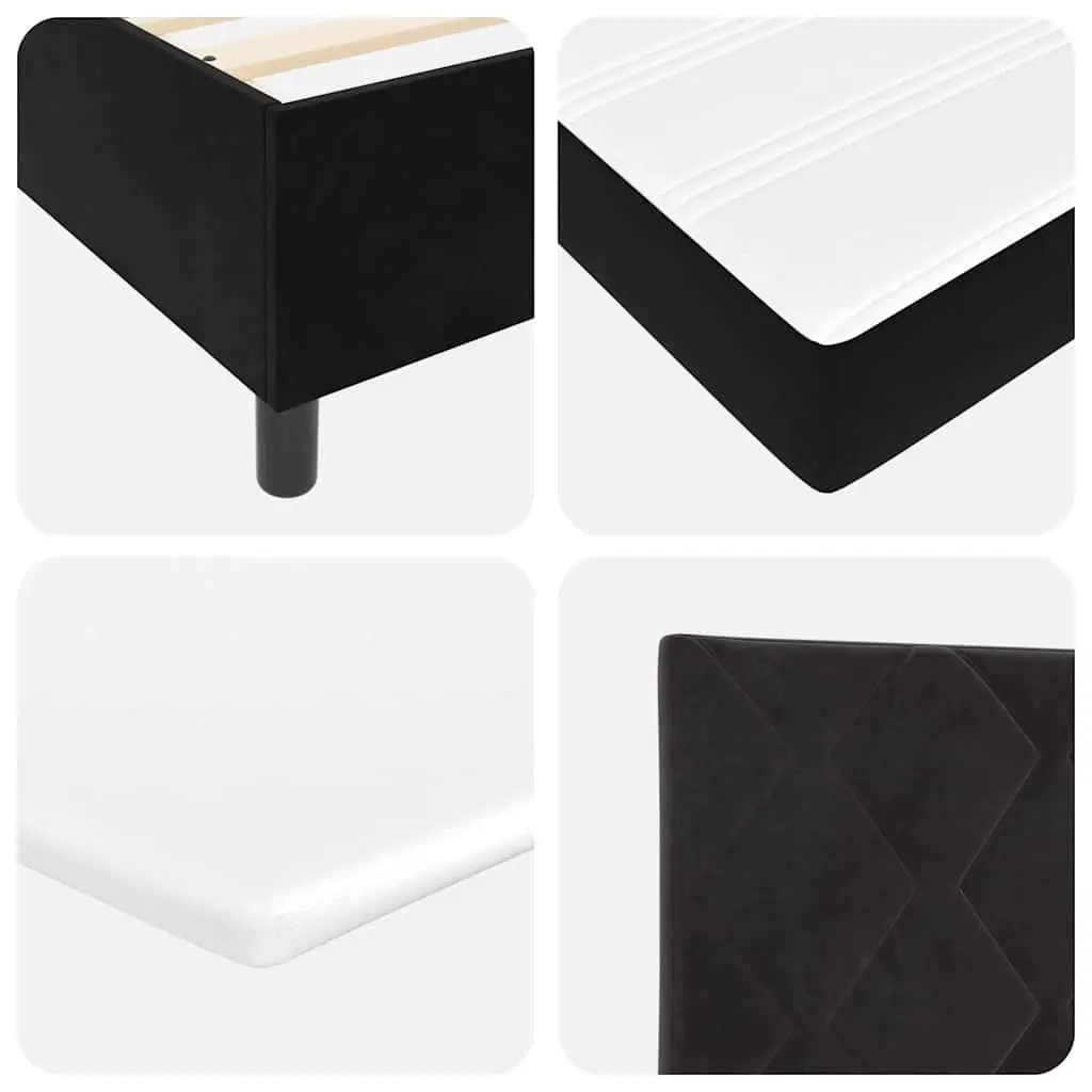 Box Spring Bed Adjustable Headboard Black White 137 x 187 cm Medium-Firm