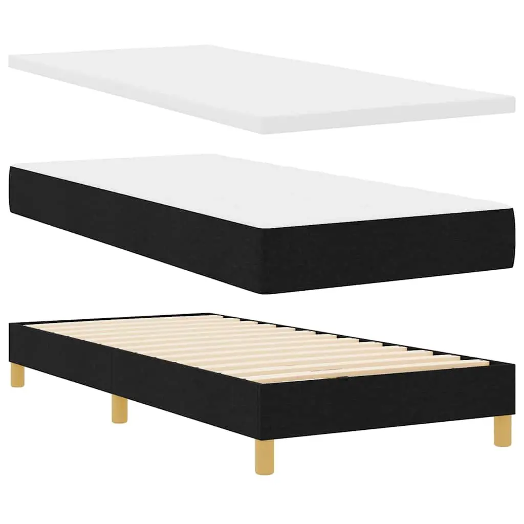 Box Spring Bed Black White Adjustable Headboard 107 x 203 cm with RGB LED Lights