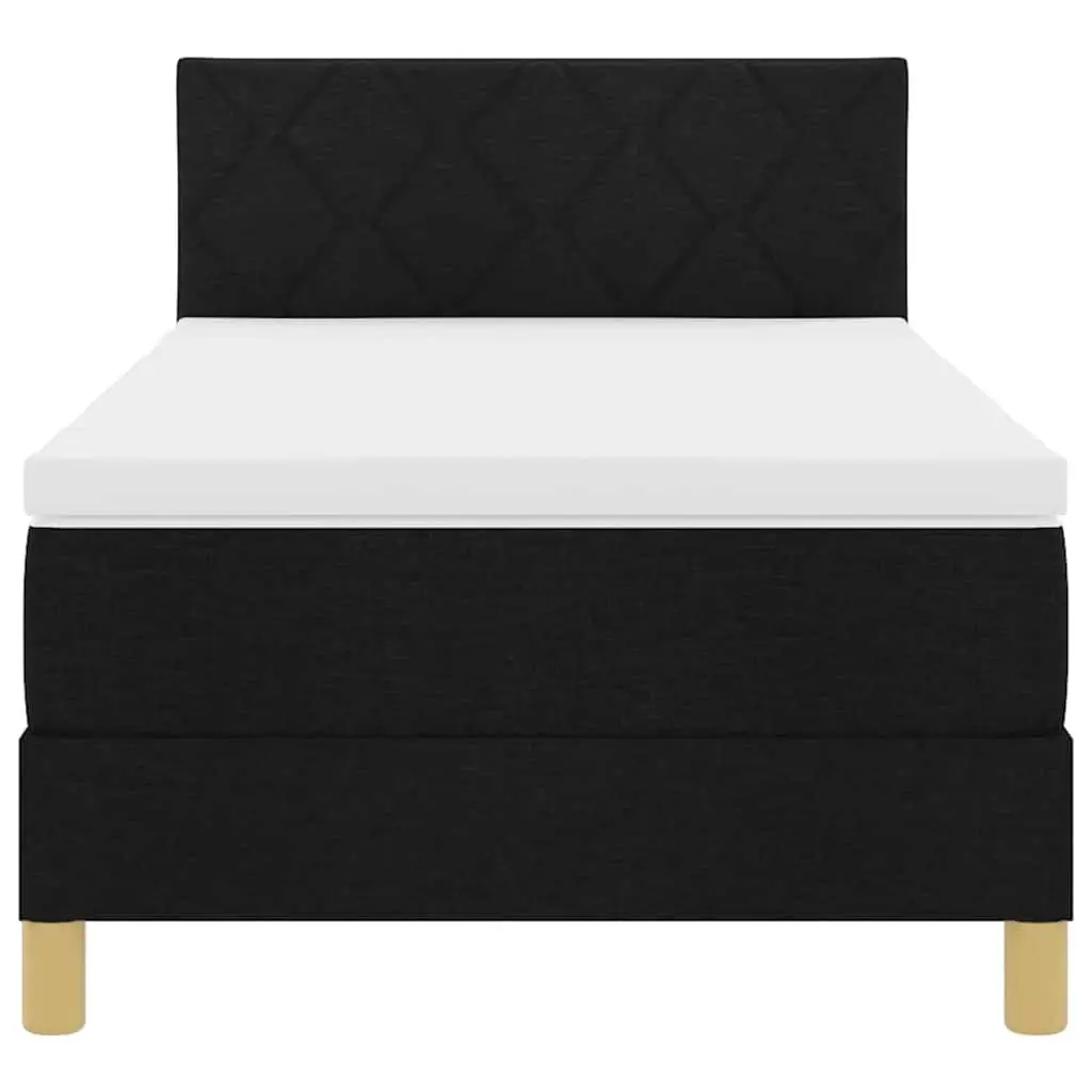 Box Spring Bed Black White Adjustable Headboard 107 x 203 cm with RGB LED Lights