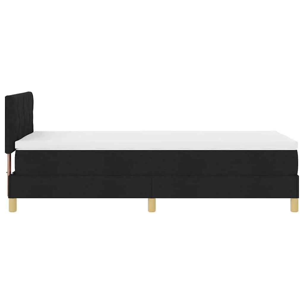 Box Spring Bed Black White Adjustable Headboard 107 x 203 cm with RGB LED Lights