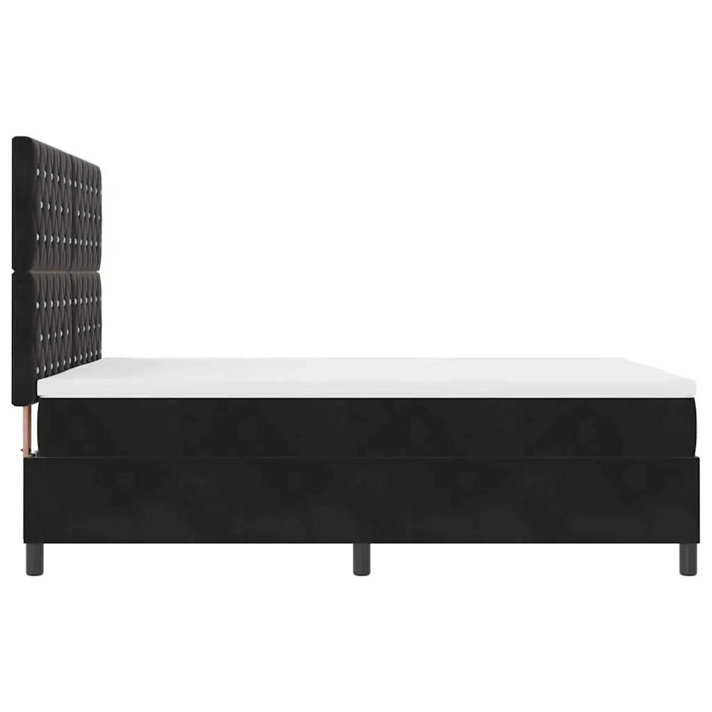 Box Spring Bed Black Velvet 152 x 203 cm Adjustable Headboard with RGB LED Lights