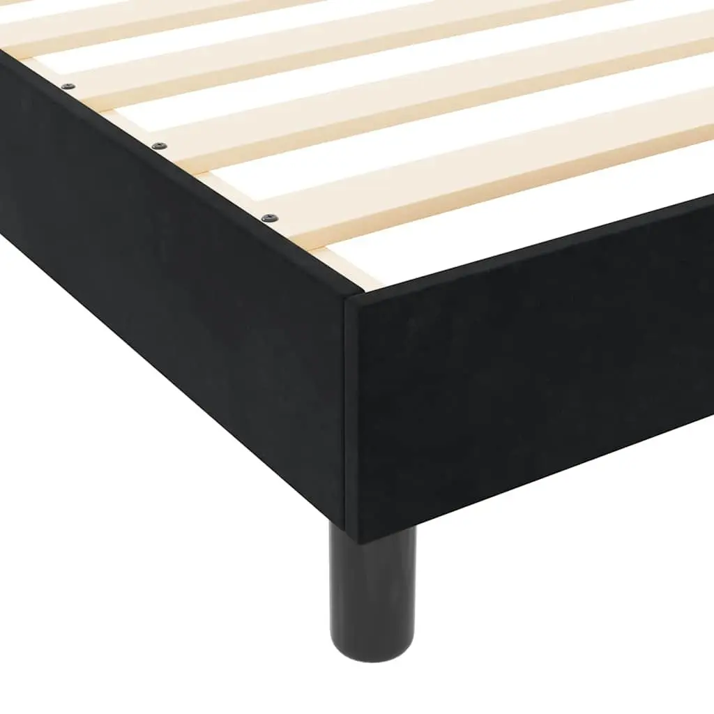 Bed Frame Velvet Upholstered Black 152 x 203 cm Modern with Adjustable Headboard