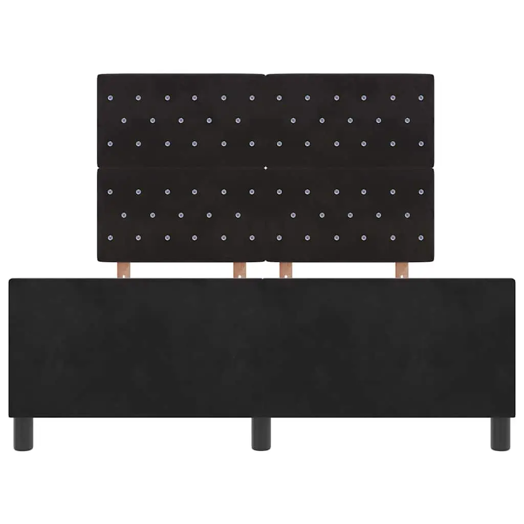 Bed Frame Velvet Upholstered Black 152 x 203 cm Modern with Adjustable Headboard