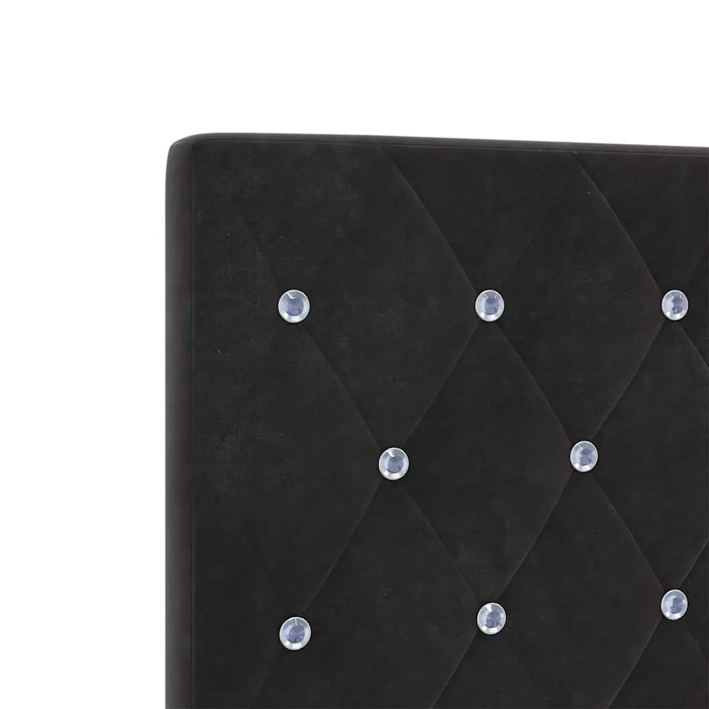 Bed Frame Velvet Upholstered Black 152 x 203 cm Modern with Adjustable Headboard