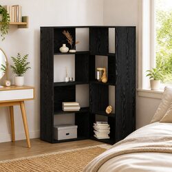Organize Your Space with a 6-Tier Black Oak Wardrobe
