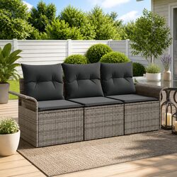 Friendly Grey 3-Piece Outdoor Sofa Set with Cushions