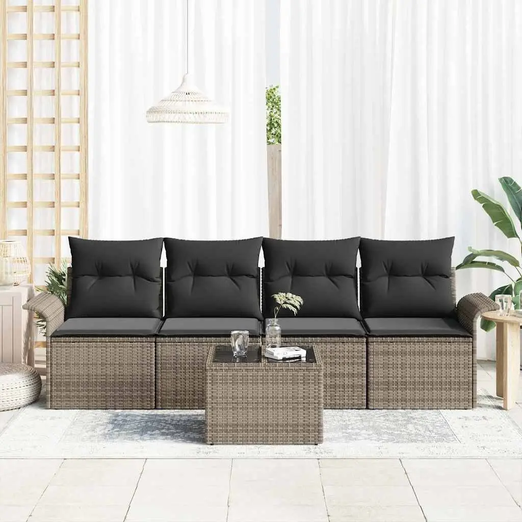 Garden Sofa Set Modular Outdoor Furniture Grey 5 Piece