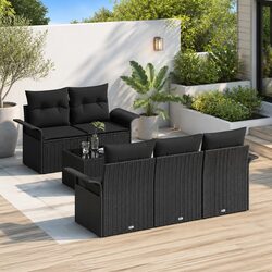 Outdoor Garden Sofa Set 6 Piece Modular Poly Rattan Furniture with Cushions