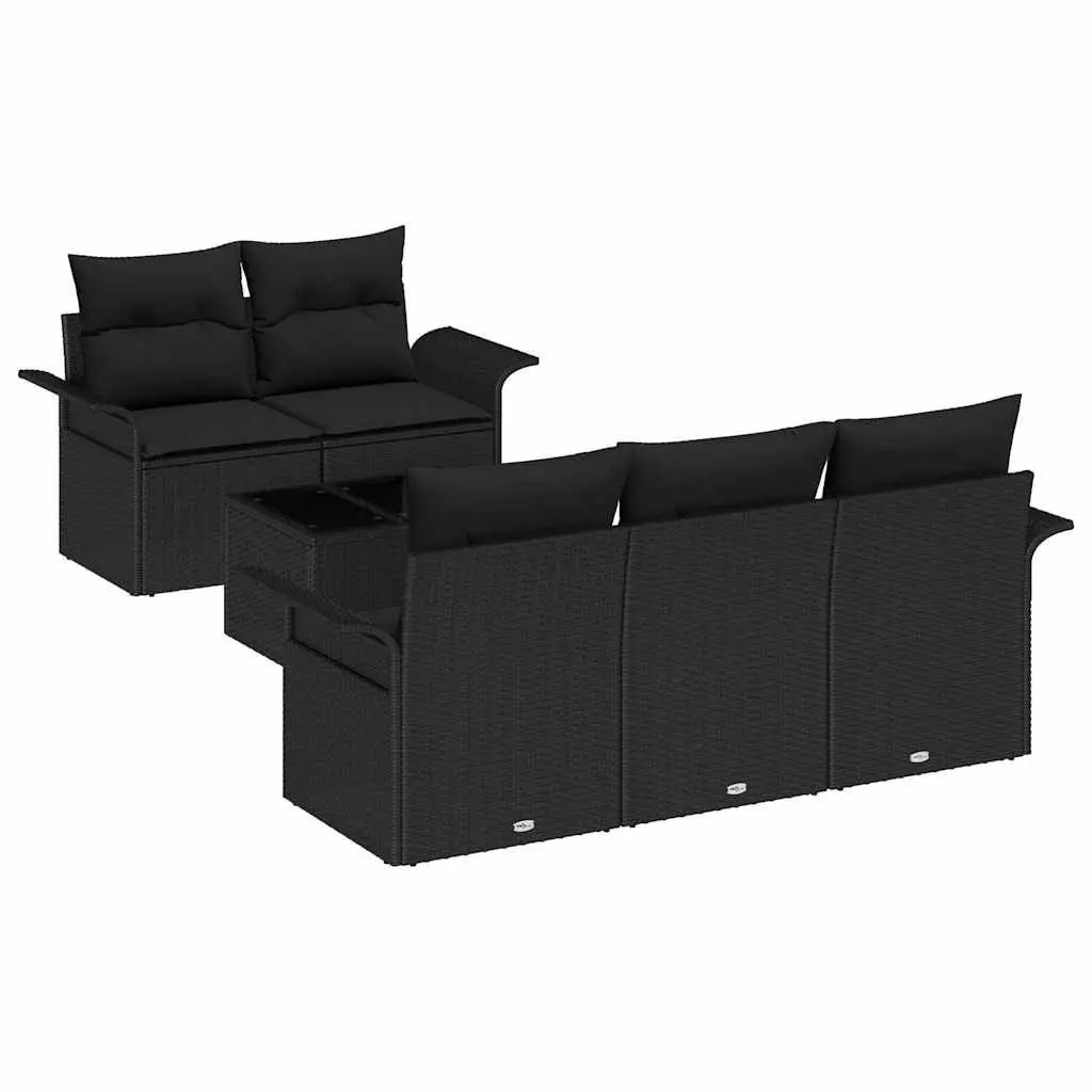 Outdoor Garden Sofa Set Modular Poly Rattan 6 Piece with Cushions