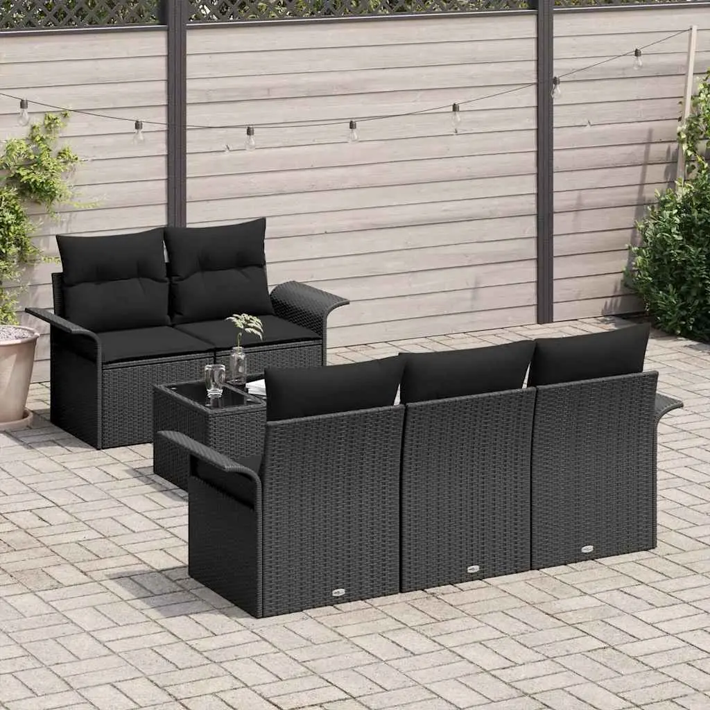 Outdoor Garden Sofa Set Modular Poly Rattan 6 Piece with Cushions