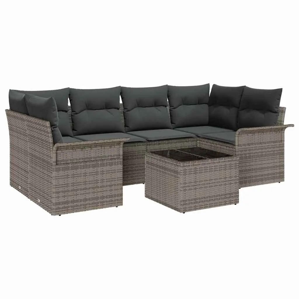 Garden Sofa Set 7 pcs Grey Outdoor Furniture Patio Sectional Modular Seating