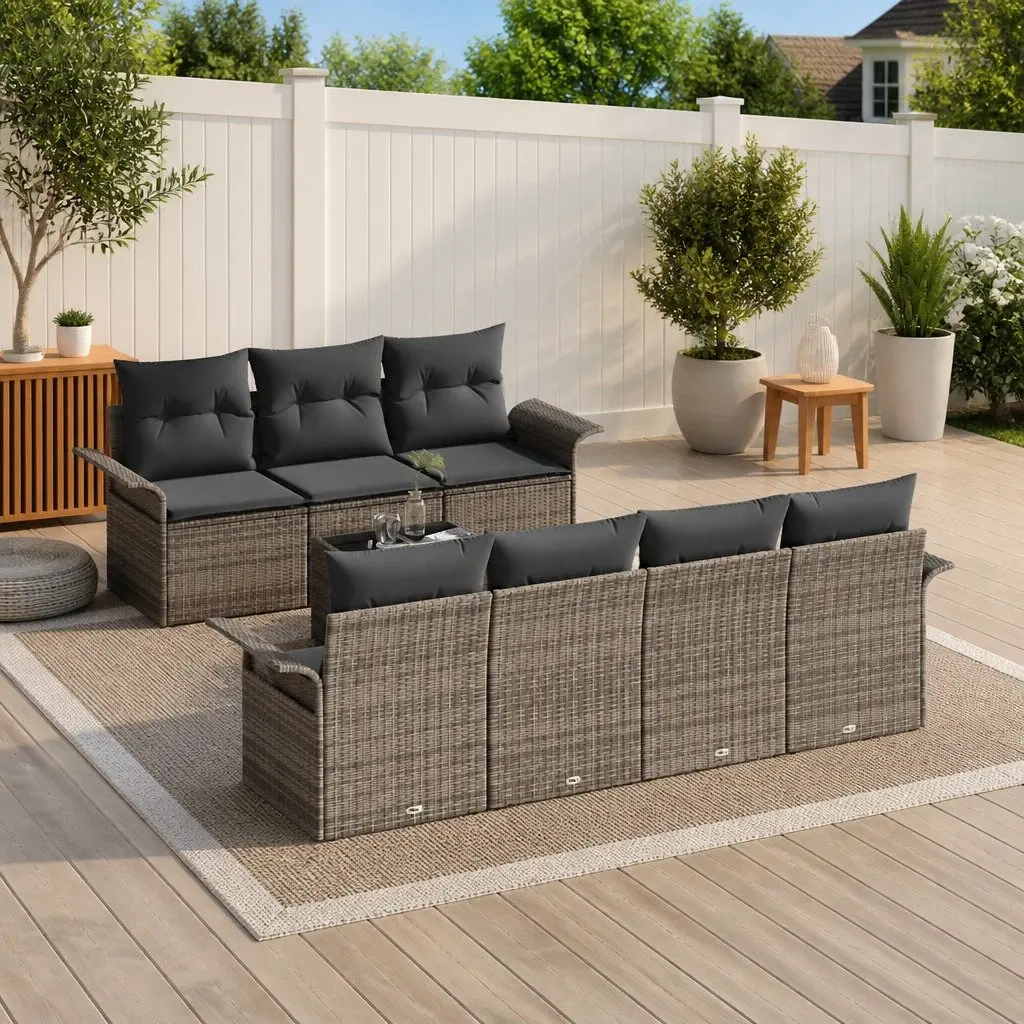 8pc Grey Modular Garden Sofa Set