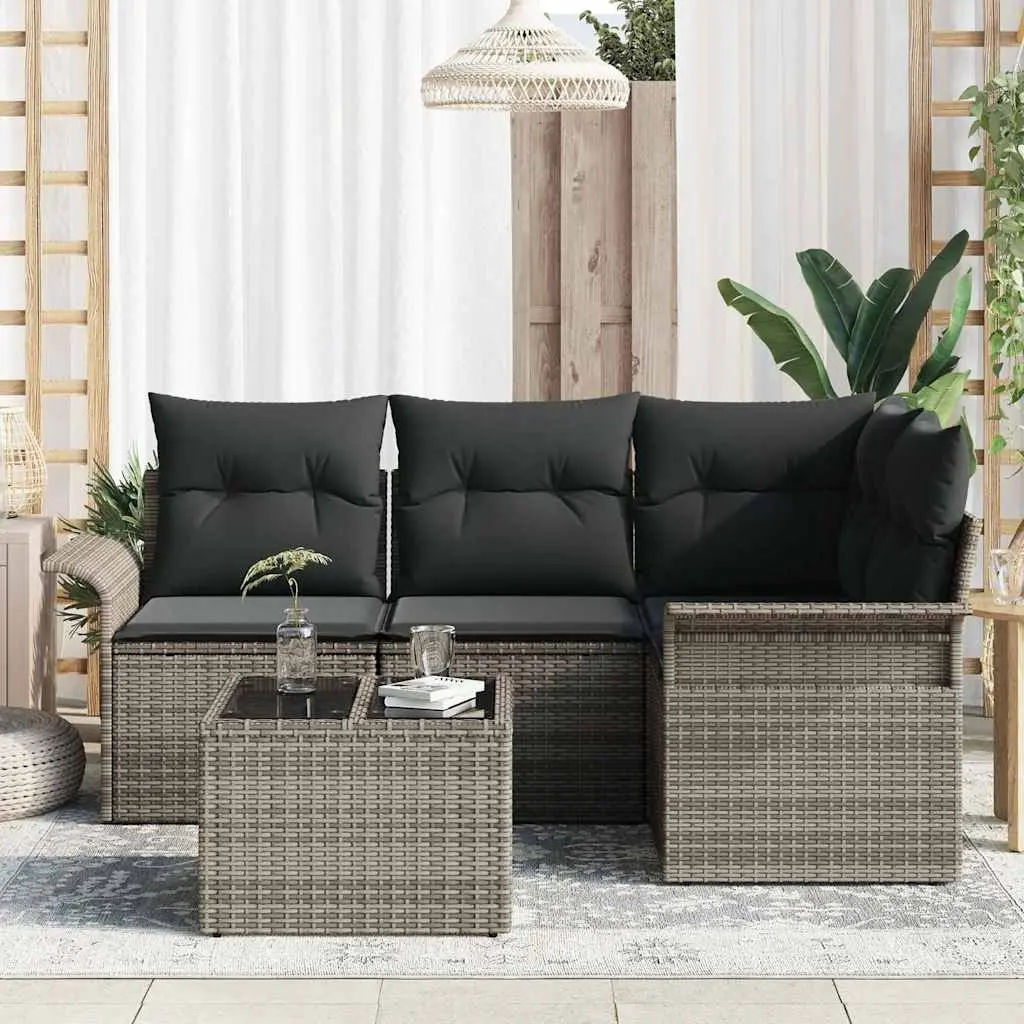 Garden Sofa Set Modular Outdoor Furniture 5 Piece Grey Poly Rattan Patio Lounge
